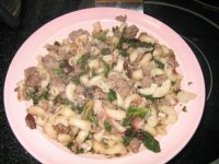 Ground lamb, kale, pasta, olives, feta.JPG
