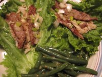 Korean beef wraps and Asian green beans.JPG