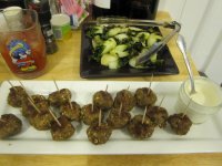 Brunch, Asian meatballs and bok choy.JPG