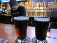 Shiner Bock and Coffee Milk Stout, City Tap House.JPG