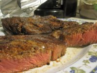 Pan seared rib steaks.JPG