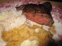 Pan seared rib steaks plated.JPG