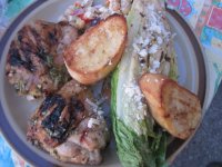 Grilled chicken thighs and Romaine, plated.JPG