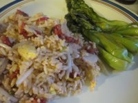 Pork fried rice and roasted bok choy.JPG